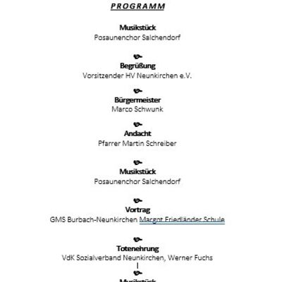 Programm Volkstrauertag 2026